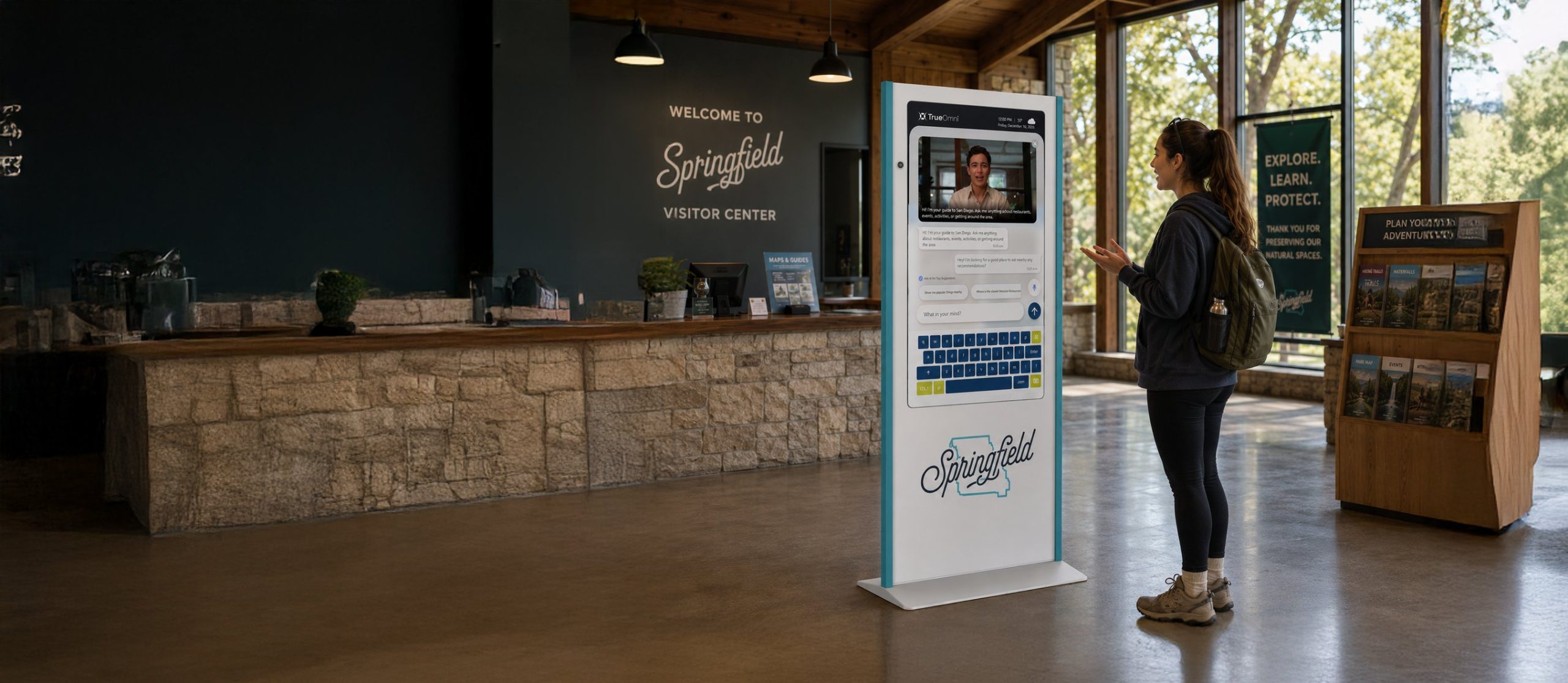 TRUE AI virtual concierge kiosk at the Springfield Visitor Center